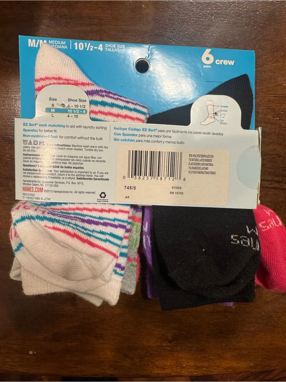 *Hanes Kids Crew Socks - Pink, Purple, Gray Multicolor Pack